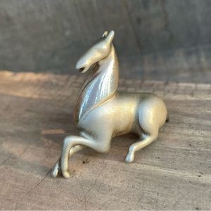 RARE Signed LOET Vermeil Sterling Silver Horse Pendant Pin Brooch